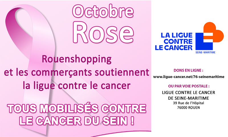 Octobre Rose : Rouenshopping et les commerçants rouennais soutiennent la Ligue contre le cancer