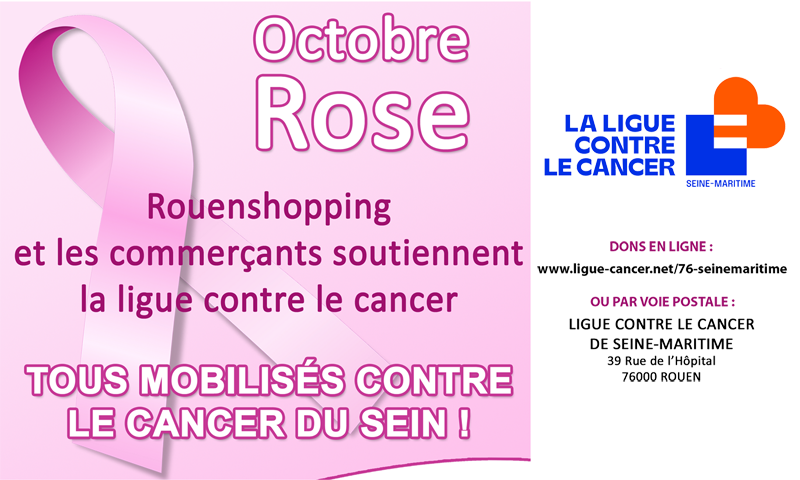 Octobre Rose : Rouenshopping et les commerçants rouennais soutiennent la Ligue contre le cancer
